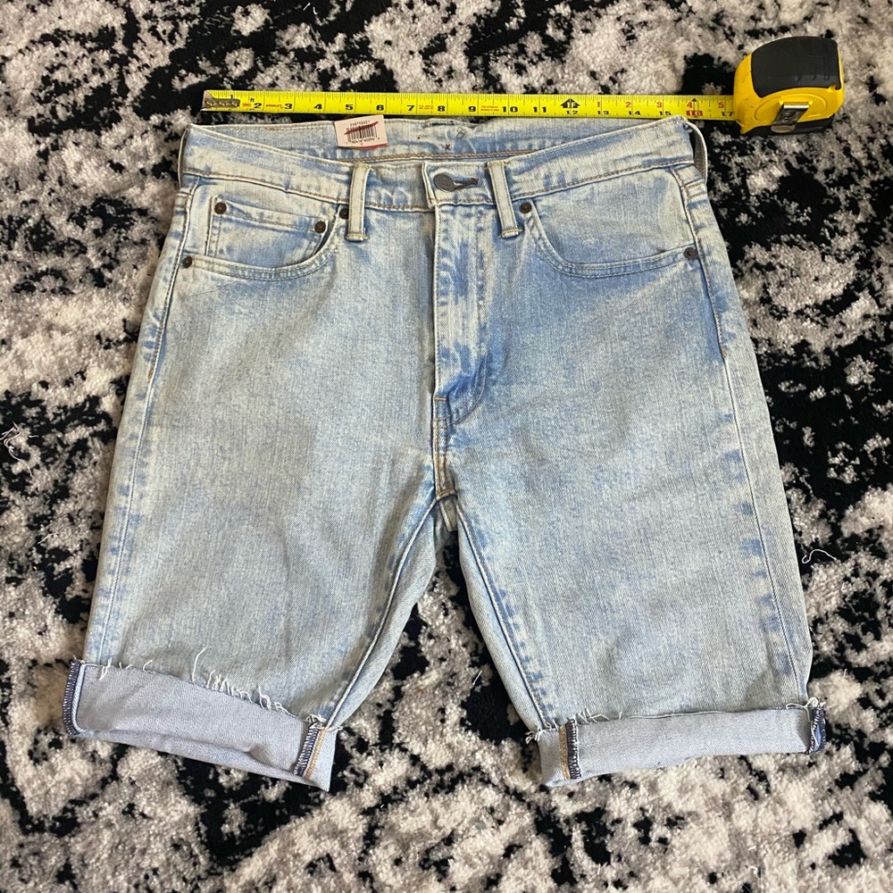Levi’s light wash jean biker shorts